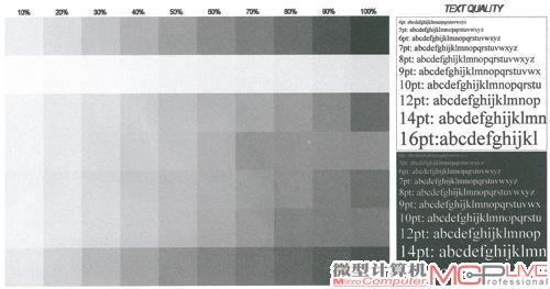 在打印质量方面，爱普生K100与入门级激光打印机相比可谓互有胜负。首先，文本打印质量方面爱普生K100处于劣势，因为其打印精度仅为1440dpi×720dpi，与爱普生旗下照片打印机5760dpi×1440dpi的打印分辨率相差甚远。不过在输出黑白图片时，如果设置为“普通”或“优质”模式，那么爱普生K100的输出质量要明显优于激光打印机，特别是在灰度过渡和大面积色块处理上优势明显。