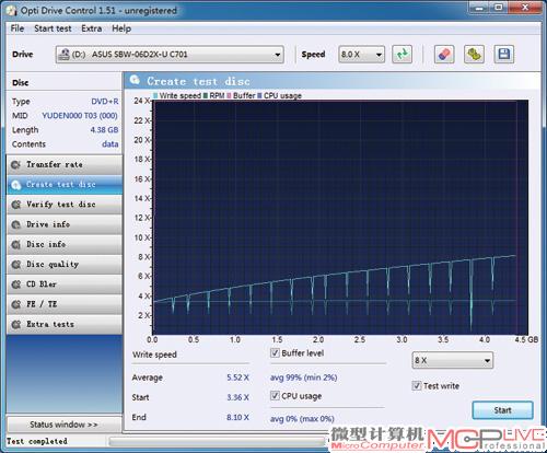 SBW-06D2X-U可以实现8× DVD+R盘片刻录。