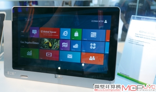 宏碁ICONIA W700是一款基于Windows 8架构的11.3英寸平板。它的机身上本身就拥有包括雷电、HDMI和USB3.0等在内的多种接口，同时还设计有一个扩展底座，在家使用时可以支持更多接口数量。