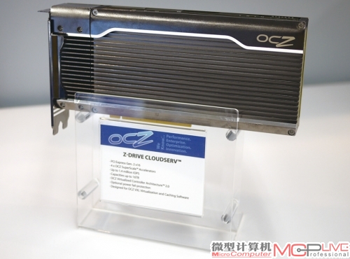 OCZ Z-DRIVE CLOUDSERV工用固态硬盘，采用PCI-E 2.0 x16接口，内部搭载四颗OCZ超标量存储控制器、16颗SandForce主控芯片，以及16TB闪存芯片。其理论性能达到140万次IOPS，6GB/s传输速度。而更诱人的是，普通主板如X79也可以使用它。除了专业用户，目前已有国外骨灰级玩家购买，其售价在21万元人民币左右。