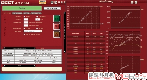 OCCT拷机满载CPU温度