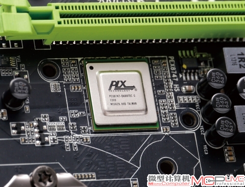 主板配备PLX PEX8747 PCI-E带宽芯片，使得Z87主板也可支持四路SLI与CrossFireX，从而为打造高性能游戏平台创造了条件。